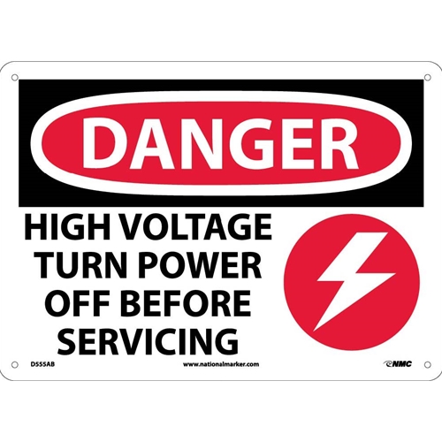 Danger High Voltage Turn Power Off Sign (D555AB)