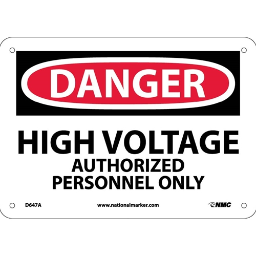 Danger High Voltage Authorized Personnel Only Sign (D647A)