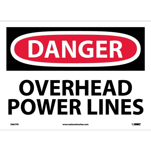 Danger Overhead Power Lines Sign (D667PB)