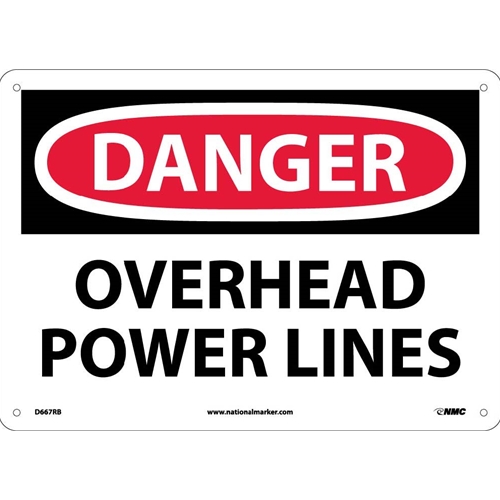 Danger Overhead Power Lines Sign (D667RB)