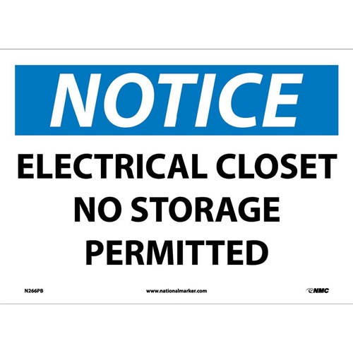 Notice Electrical Closet No Storage Permitted Sign (N266PB)