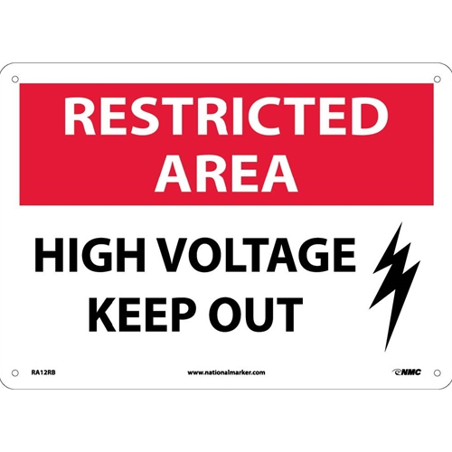 Restricted Area High Voltage Keep Out Sign (RA12RB)