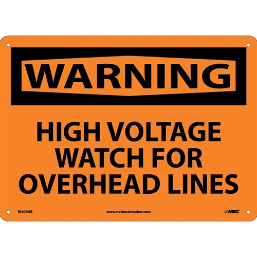 Warning High Voltage Watch For Overhead Lines Sign (W409AB)