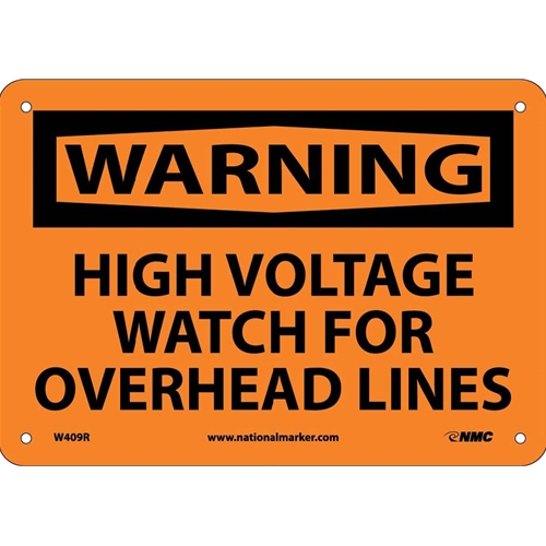 Warning High Voltage Watch For Overhead Lines Sign (W409R)