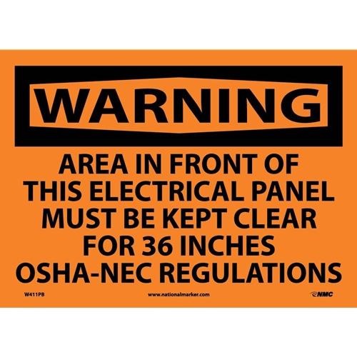 Warning Electrical Panel Must Be Kept Clear Sign (W411PB)