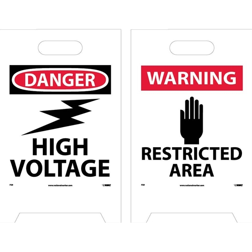 Danger High Voltage Double-Sided Floor Sign (FS9)