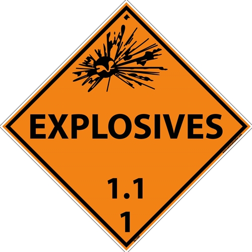 Explosives 1.1 1 Dot Placard Sign (DL130P)