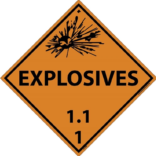 Explosives 1.1 1 Dot Placard Sign (DL130R)