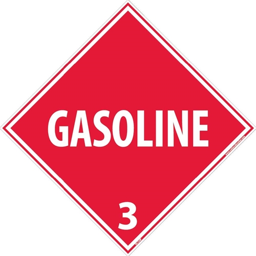 Gasoline 3 Dot Placard Sign (DL134P)