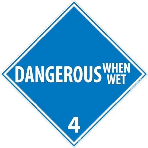 Dangerous When Wet 4 Dot Placard Sign (DL47P)