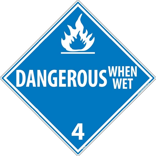 Dangerous When Wet 4 Dot Placard Sign (DL47R)