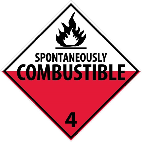 Spontaneously Combustible 4 Dot Placard Sign (DL48P)