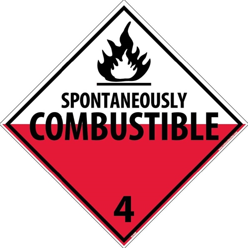 Spontaneously Combustible 4 Dot Placard Sign (DL48R)