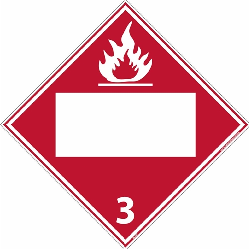 3 Flammable Liquids Blank Placard Sign (DL4BP)