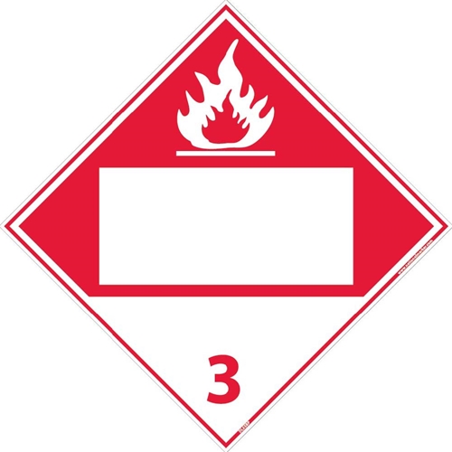 3 Flammable Liquids Blank Dot Placard Sign (DL65BP)