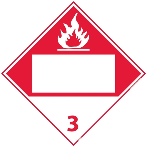 3 Flammable Liquids Blank Dot Placard Sign (DL65BR)