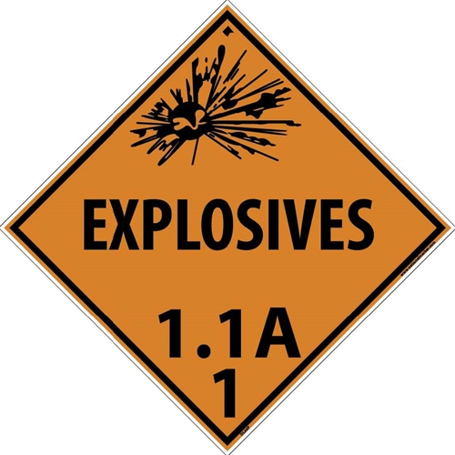 Explosive 1.1A 1 Dot Placard Sign (DL88P)