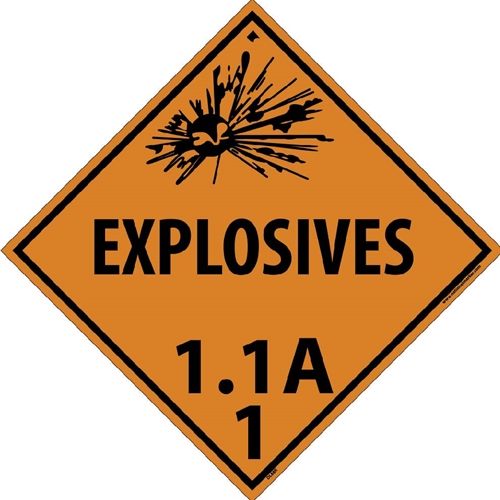 Explosive 1.1A 1 Dot Placard Sign (DL88R)