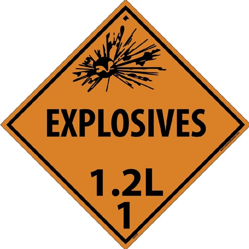 Explosives 1.2L 1 Dot Placard Sign (DL91R)