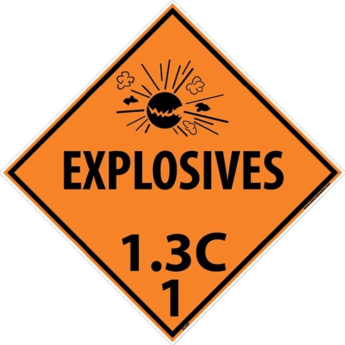 Explosives 1.3C 1 Dot Placard Sign (DL92P)