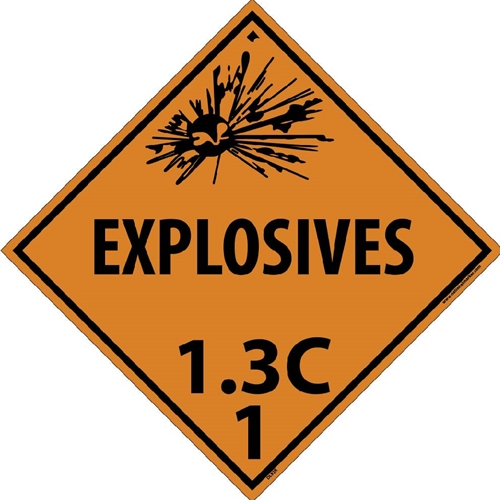 Explosives 1.3C 1 Dot Placard Sign (DL92R)