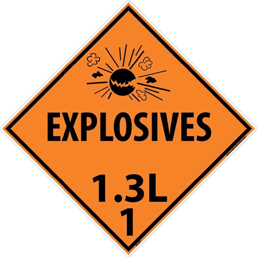 Explosives 1.3L 1 Dot Placard Sign (DL93P)