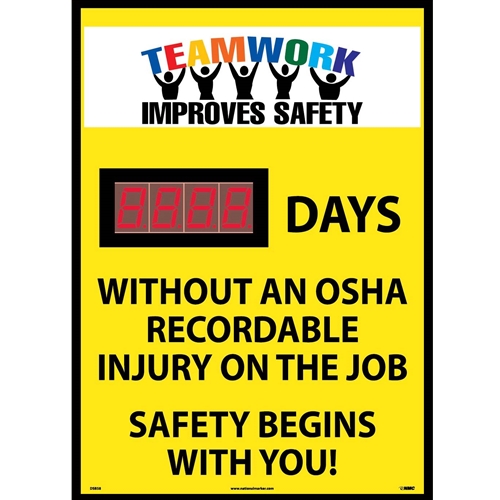 Teamwork Improves Safety Days Without An Osha Recordable Injury Scoreboard (DSB58)