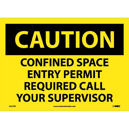 Caution Confined Space Permit Required Sign (C441PB)