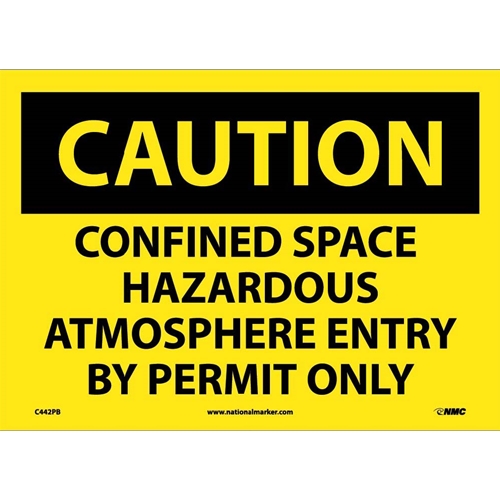 Caution Confined Space Permit Required Sign (C442PB)