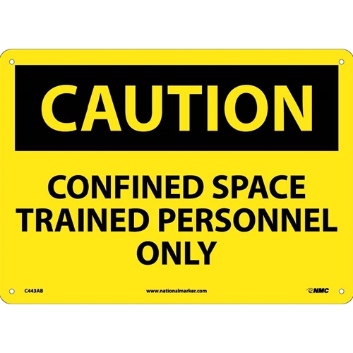 Caution Confined Space Trained Personnel Only Sign (C443AB)