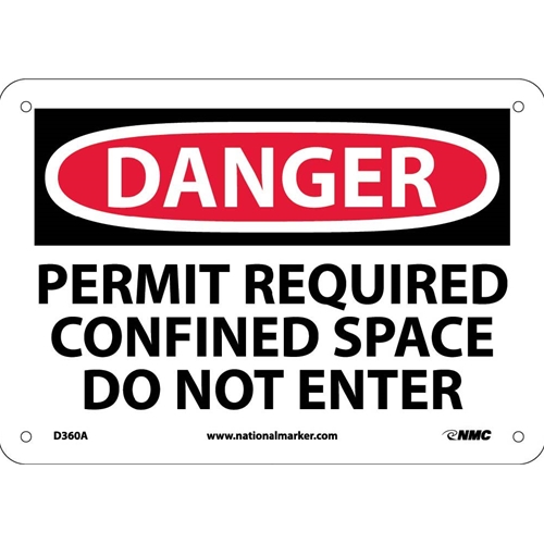 Danger Confined Space Permit Required Sign (D360A)