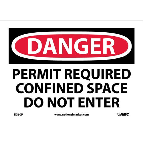 Danger Confined Space Permit Required Sign D360p