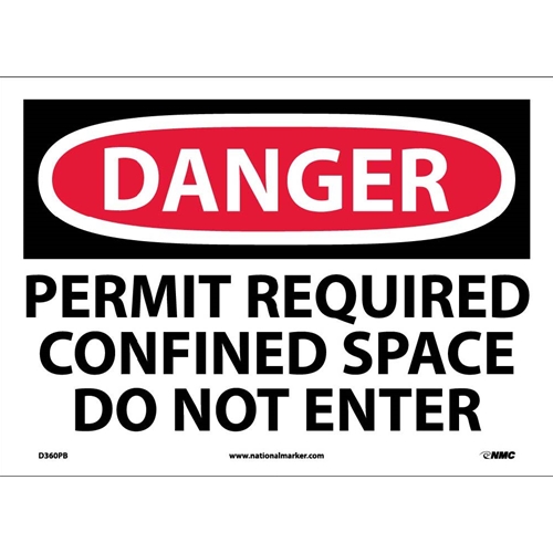 Danger Confined Space Permit Required Sign (D360PB)