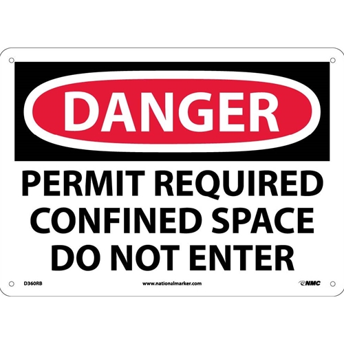 Danger Confined Space Permit Required Sign (D360RB)