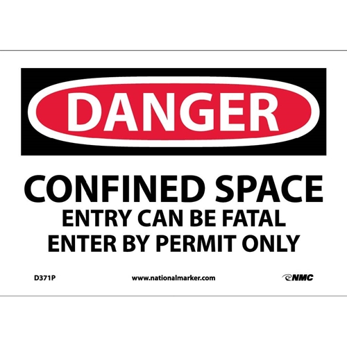 Danger Confined Space Permit Required Sign (D371P)