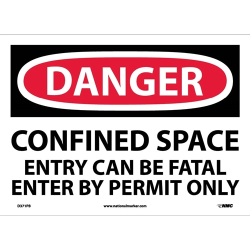 Danger Confined Space Permit Required Sign (D371PB)