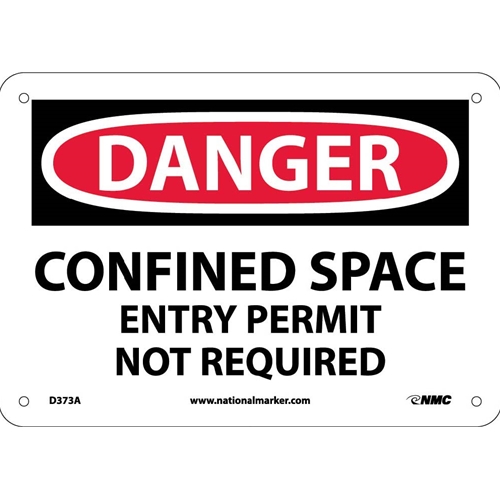 Danger Confined Space Entry Permit Not Required Sign (D373A)