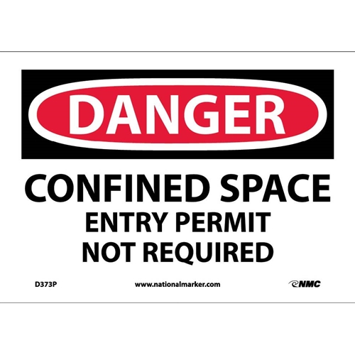 Danger Confined Space Entry Permit Not Required Sign (D373P)