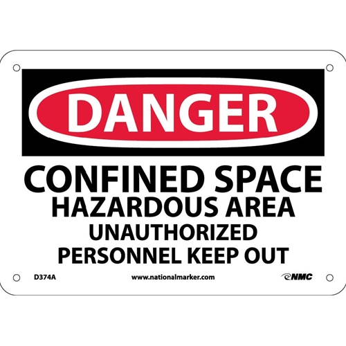 Danger Confined Space Keep Out Sign (D374A)