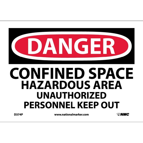 Danger Confined Space Keep Out Sign (D374P)