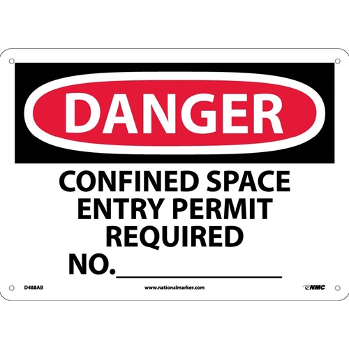Danger Confined Space Entry Permit Required Sign (D488AB)