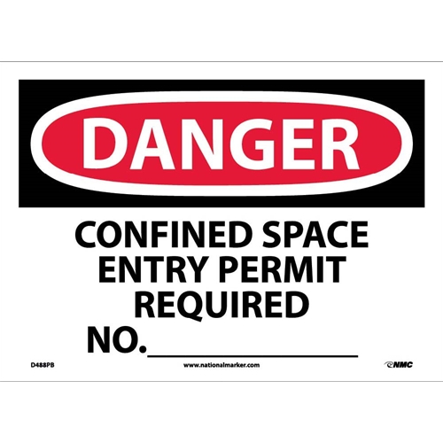 Danger Confined Space Entry Permit Required Sign (D488PB)