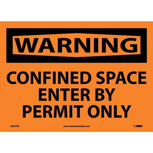 Warning Confined Space Enter By Permit Only Sign (W407PB)