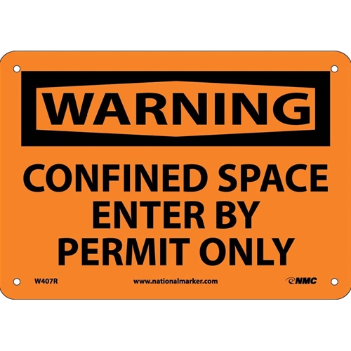 Warning Confined Space Enter By Permit Only Sign (W407R)