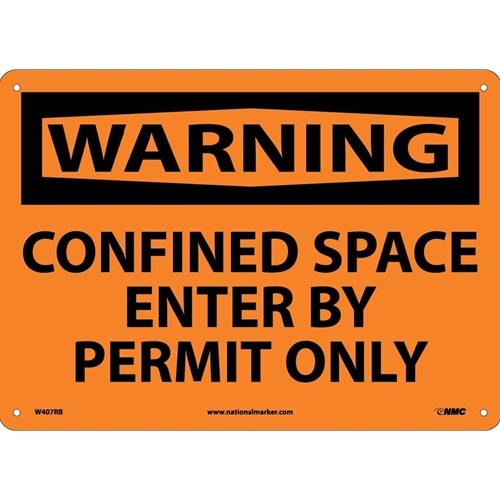 Warning Confined Space Enter By Permit Only Sign (W407RB)