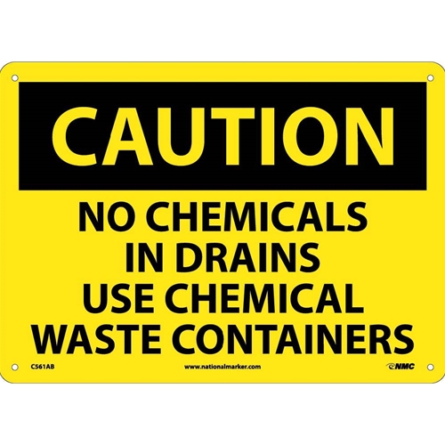 Caution No Chemicals In Drains Sign (C561AB)
