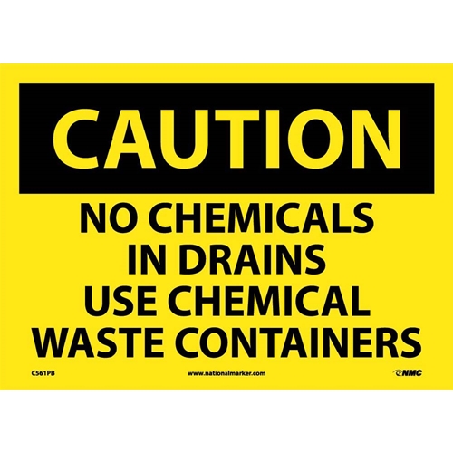 Caution No Chemicals In Drains Sign (C561PB)