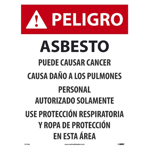 Large Paper Asbestos Spanish Sign (D1196)