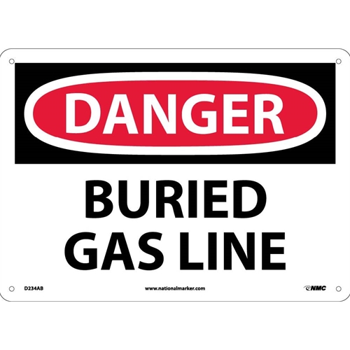 Danger Buried Gas Line Sign (D234AB)
