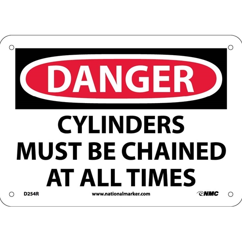 Danger Cylinders Must Be Chained At All Times Sign (D254R)